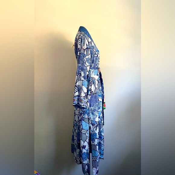 Johnny Was FANNY TOVE Embroidered REVERSIBLE Belted SILK KIMONO Robe sz MED NWT - Picture 3 of 14